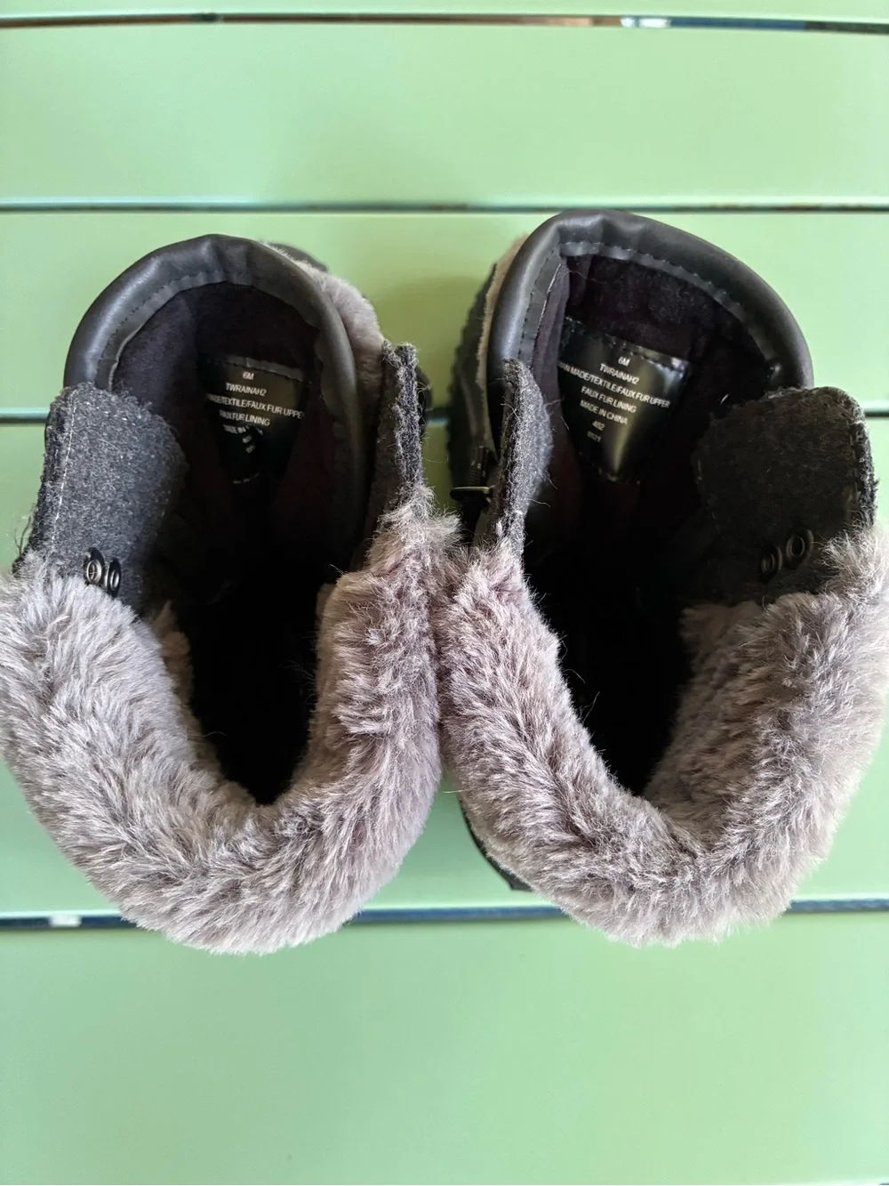 Tommy Hilfiger Black and Gray Faux-Fur Lined Winter Duck Boots